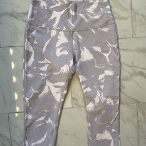 Pink/Gray lululemon mid rise crop leggings, size 10